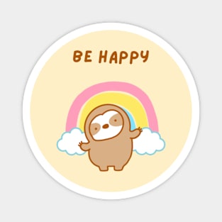 Be Happy Rainbow Sloth Magnet